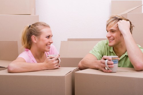 Moving boxes and furniture prepared for a Battersea home relocation