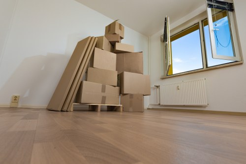 Office furniture and equipment loaded for a local Battersea relocation