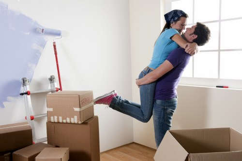 Battersea removals company organizing boxes and belongings for transport