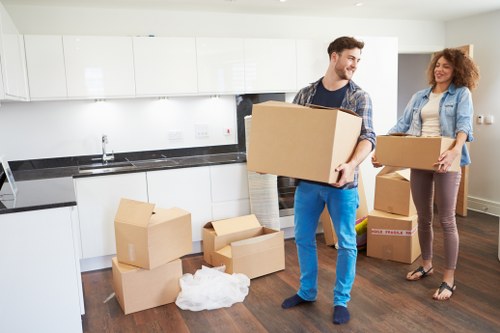 Movers handling a Battersea home move near local residential properties